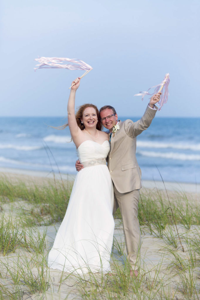 beach bride and groom Emerald Isle