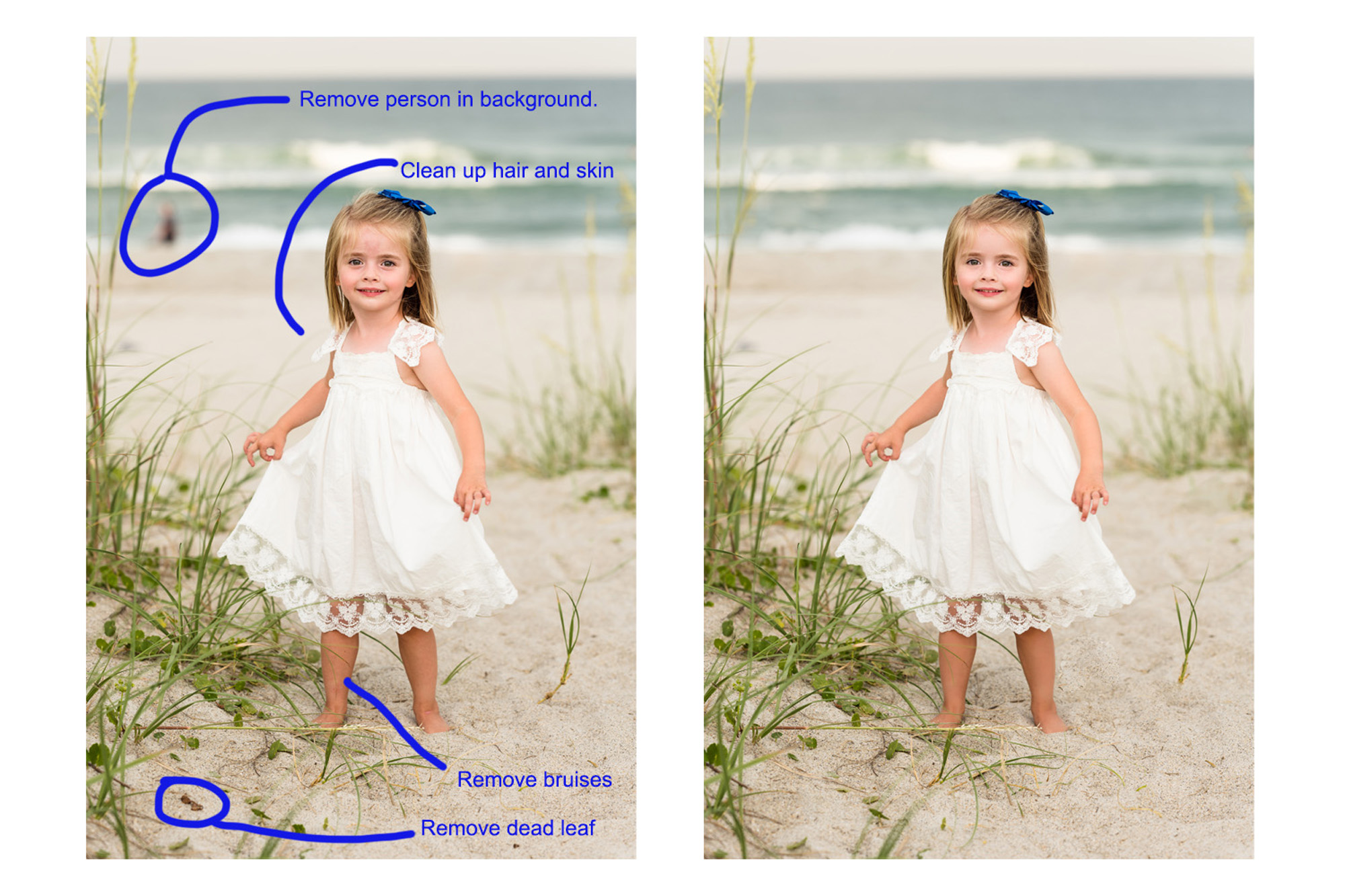 Samples of Retouching options in photoshop
