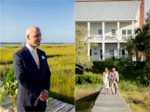 Wedding ceremony on dock in Emerald Isle, NC